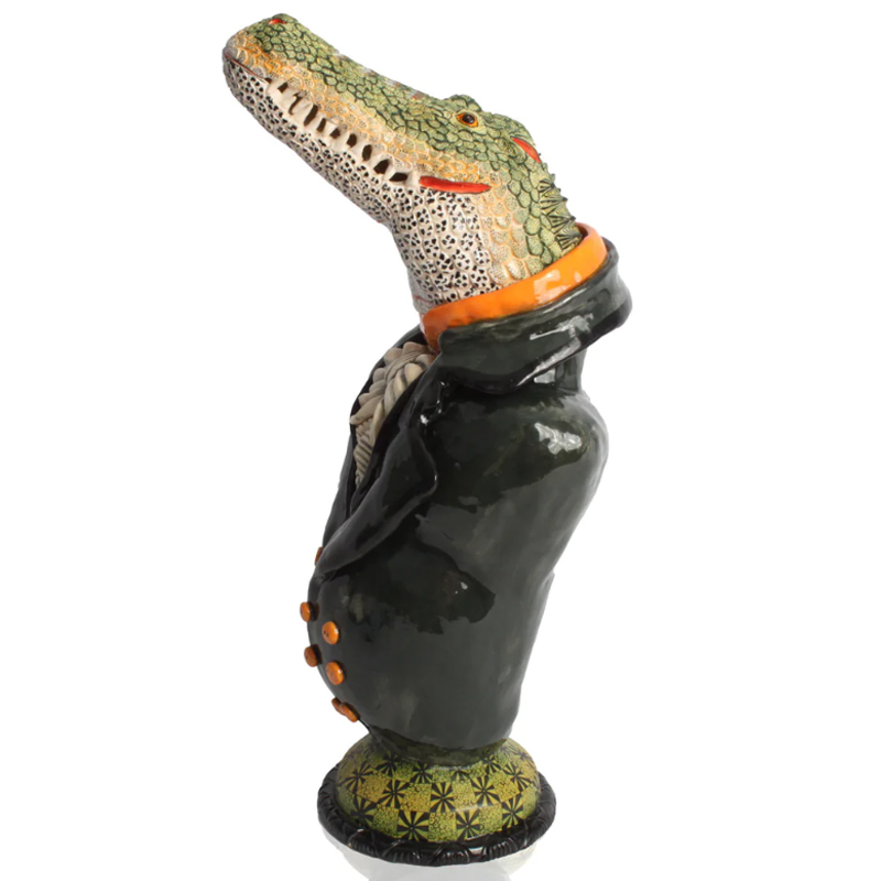Статуэтка Crocodile Figure Tureen Черный Зеленый Статуэтка Crocodile Figure Tureen Черный Зеленый в Рязани | Loft Concept