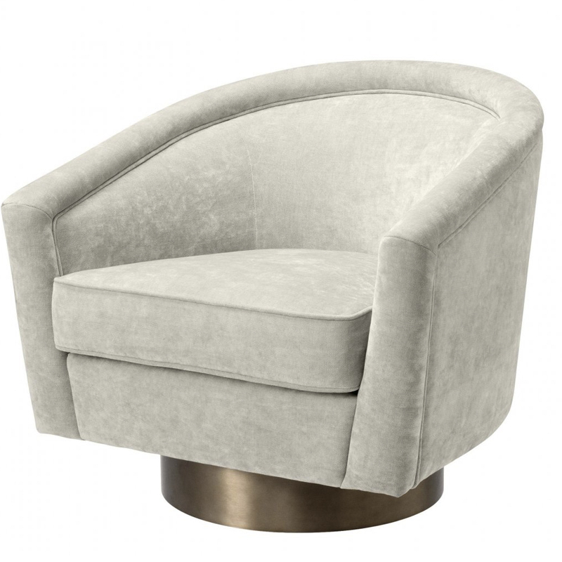 Кресло Eichholtz Swivel Chair Catene Sand Бежево-серый матовое золото Кресло Eichholtz Swivel Chair Catene Sand Бежево-серый матовое золото в Рязани | Loft Concept