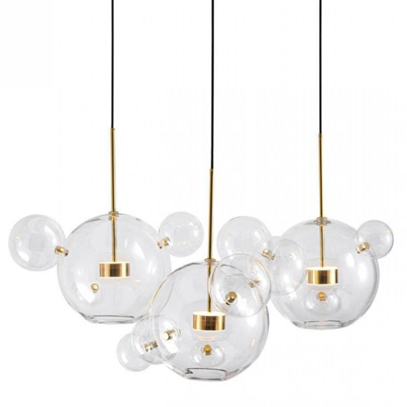 Светодиодный светильник Giopato & Coombes Bubble Chandelier Linear Circle 3 плафона Белый Золотой Прозрачное Стекло Светодиодный светильник Giopato & Coombes Bubble Chandelier Linear Circle 3 плафона Белый Золотой Прозрачное Стекло в Рязани | Loft Concept