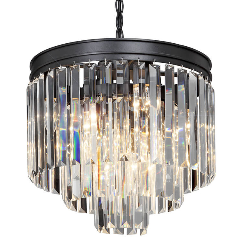 Люстра ODEON CLEAR GLASS 3-TIER Black Прозрачное стекло D 36 Черный Люстра ODEON CLEAR GLASS 3-TIER Black Прозрачное стекло D 36 Черный в Рязани | Loft Concept
