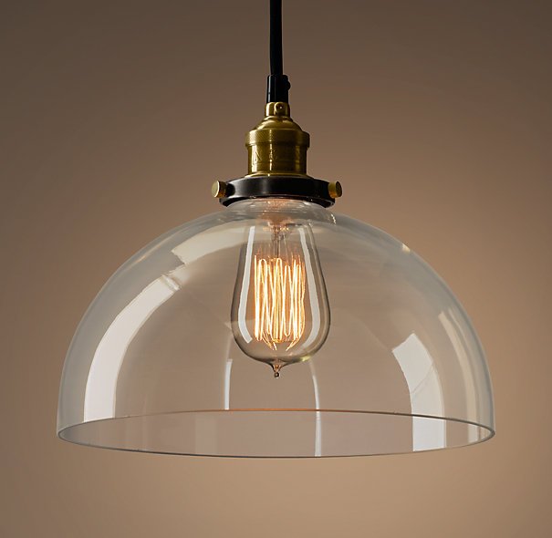 Подвесной светильник Loft Clear Glass SemiSphere Cloche Черный Подвесной светильник Loft Clear Glass SemiSphere Cloche Черный в Рязани | Loft Concept