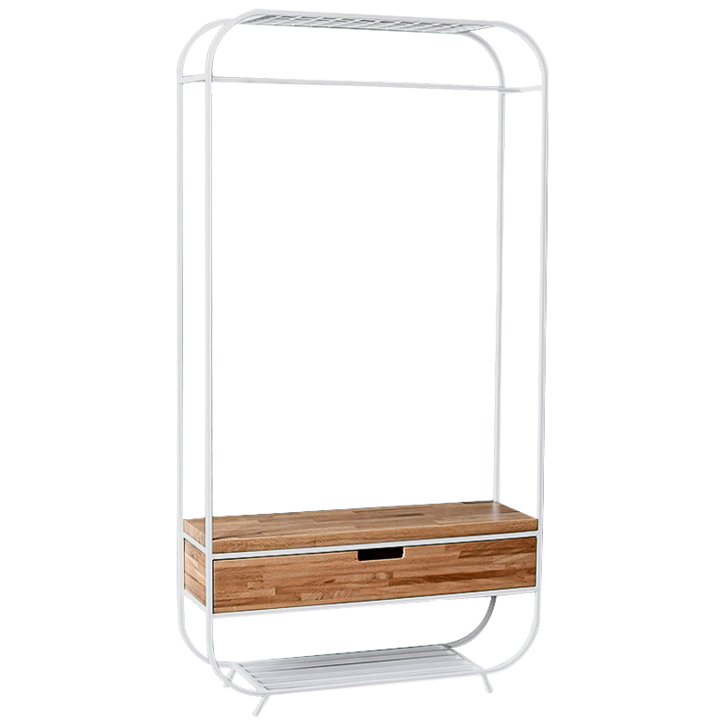 Рейл с выдвижным ящиком Ewing White Industrial Metal Rust Clothes Rail Белый Светлый дуб Рейл с выдвижным ящиком Ewing White Industrial Metal Rust Clothes Rail Белый Светлый дуб в Рязани | Loft Concept
