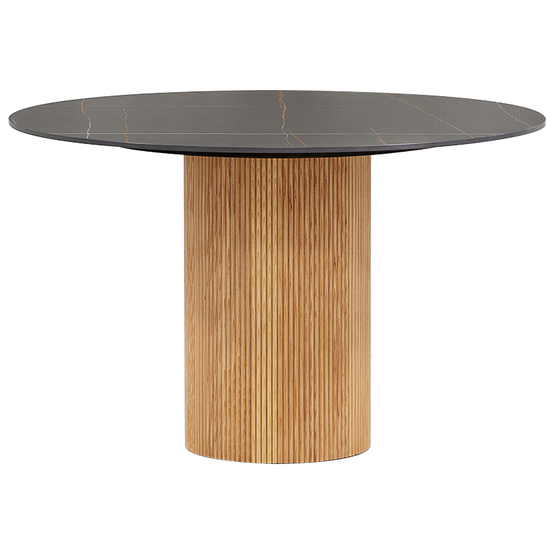 Круглый обеденный стол Malcolm Stone Dinner Table Черный Древесина Круглый обеденный стол Malcolm Stone Dinner Table Черный Древесина в Рязани | Loft Concept