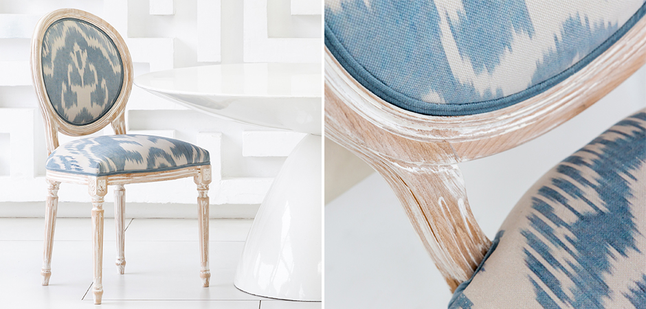 Мягкий стул со светло-голубым узором Ikat Pattern Мягкий стул со светло-голубым узором Ikat Pattern - Loft-Concept в Рязани