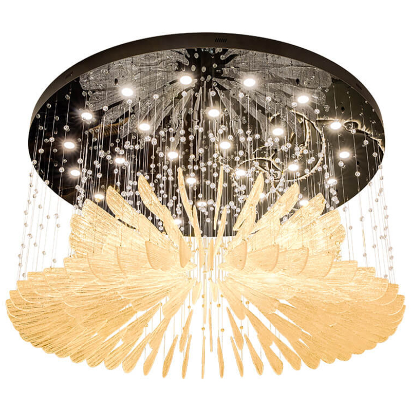 Большая круглая люстра с подвесками лепестки Gold Leaf Fall Light Chandelier Бронза Прозрачное Стекло Большая круглая люстра с подвесками лепестки Gold Leaf Fall Light Chandelier Бронза Прозрачное Стекло в Рязани | Loft Concept
