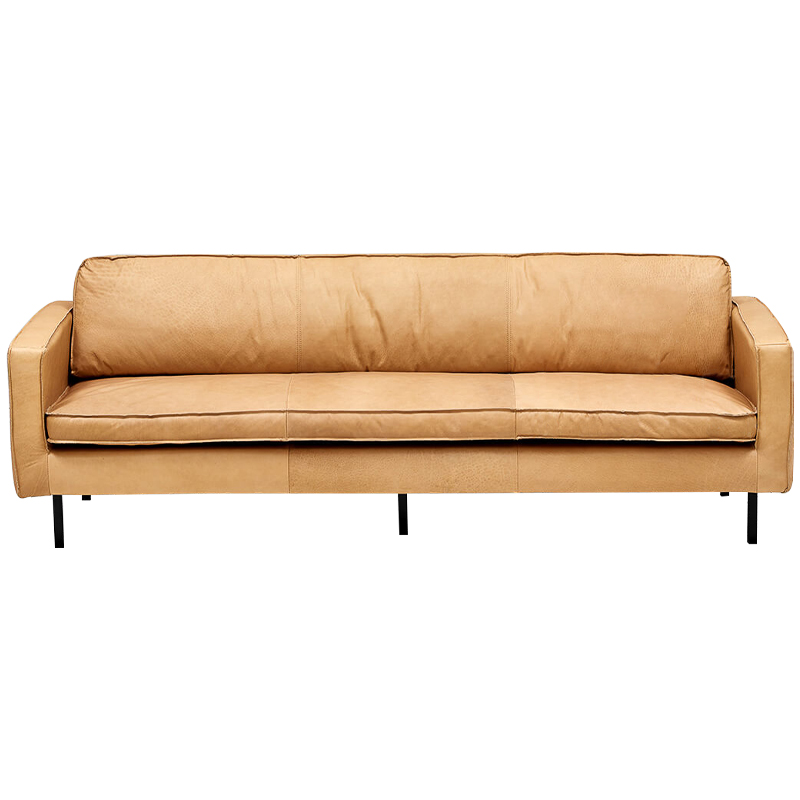 Диван кожаный Adrian Beige Leather Sofa Бежевый Черный Диван кожаный Adrian Beige Leather Sofa Бежевый Черный в Рязани | Loft Concept