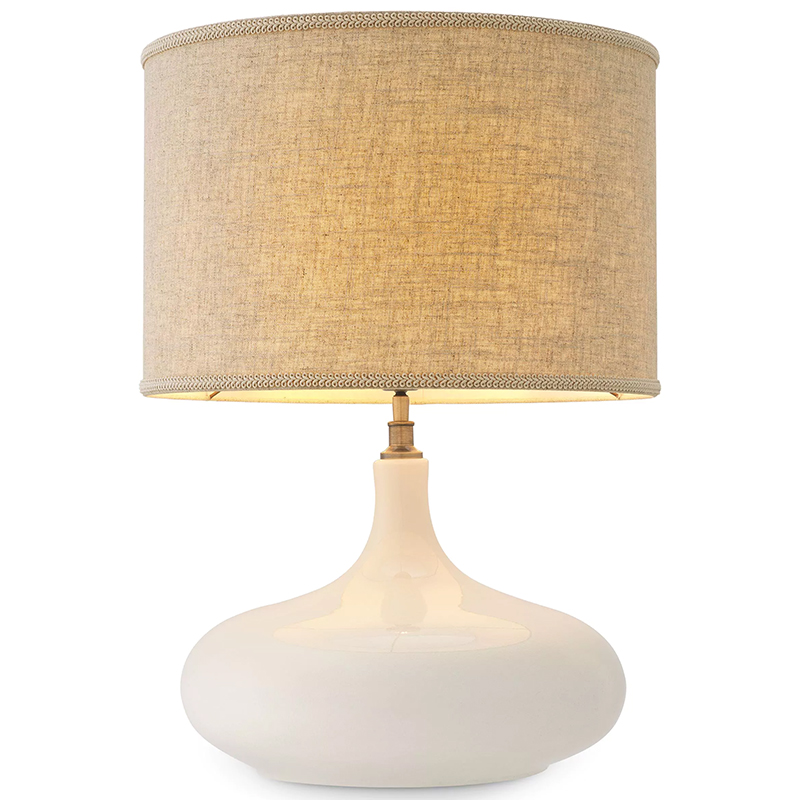 Настольная лампа Eichholtz Table Lamp Jones Белый Бежево-серый Латунь Настольная лампа Eichholtz Table Lamp Jones Белый Бежево-серый Латунь в Рязани | Loft Concept