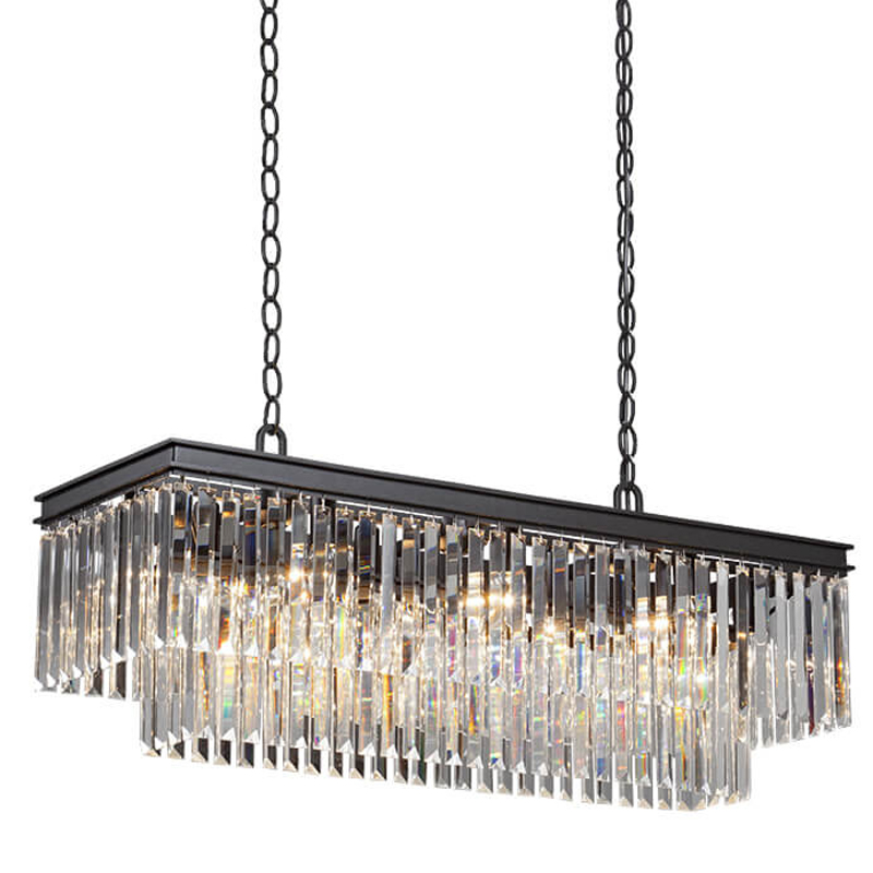 Люстра RH 1920s Odeon Clear Glass Rectangular Chandelier Black iron 100 Черный матовый Прозрачное Стекло Люстра RH 1920s Odeon Clear Glass Rectangular Chandelier Black iron 100 Черный матовый Прозрачное Стекло в Рязани | Loft Concept
