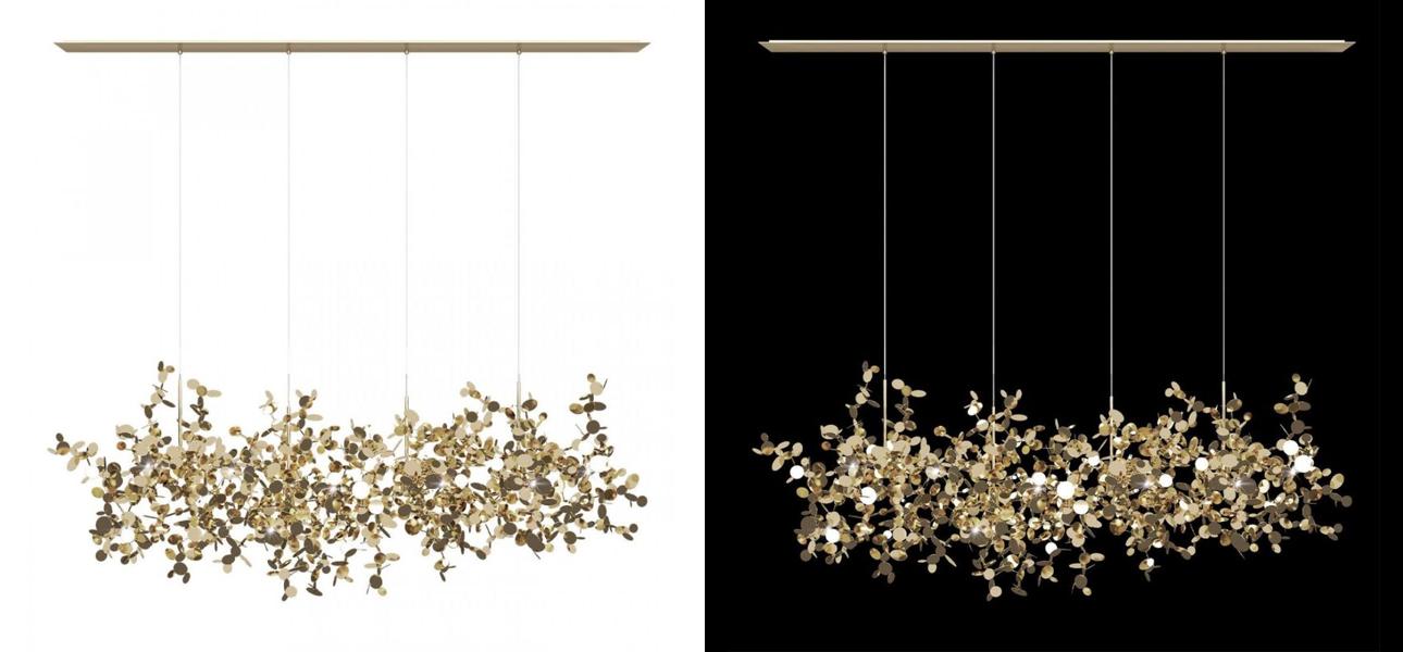 Люстра Terzani Argent Suspension Linear Gold длина 120 см - фото