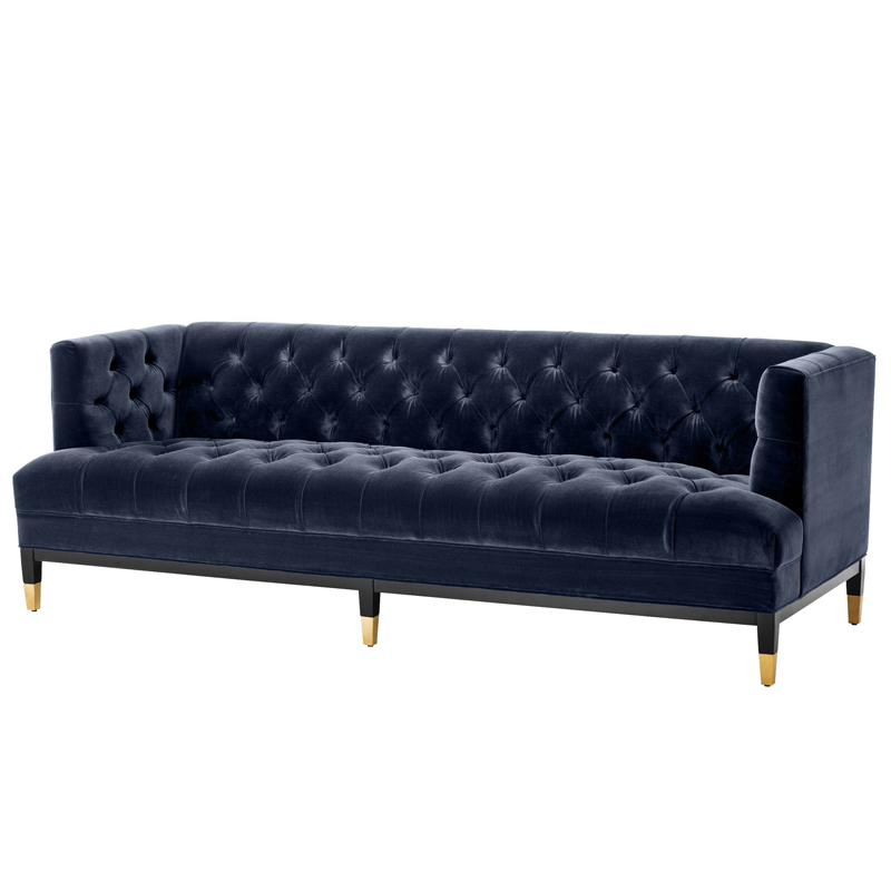 Диван Eichholtz Sofa Castelle midnight blue Темно-синий Черный Латунь Диван Eichholtz Sofa Castelle midnight blue Темно-синий Черный Латунь в Рязани | Loft Concept