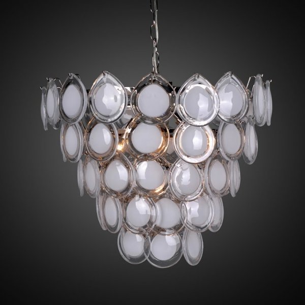 Люстра Vistosi glass disc chandelier Хром Белый в Рязани | Loft Concept 