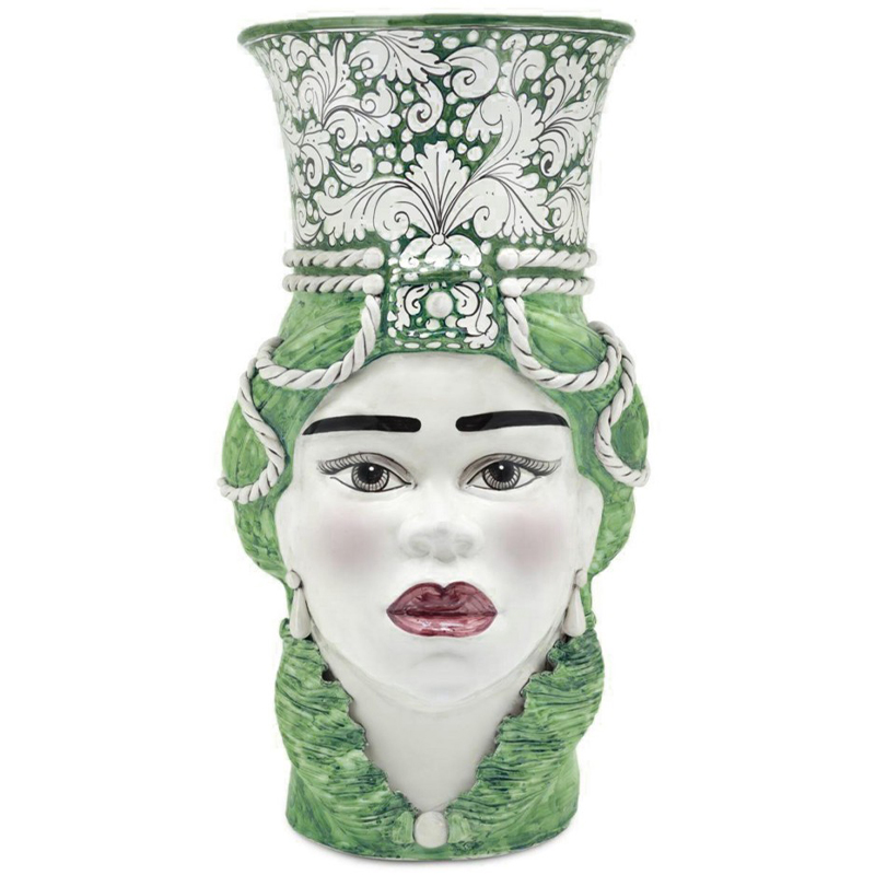 Ваза Vase Moro Lady Giant Ornate Green Зеленый Белый Ваза Vase Moro Lady Giant Ornate Green Зеленый Белый в Рязани | Loft Concept