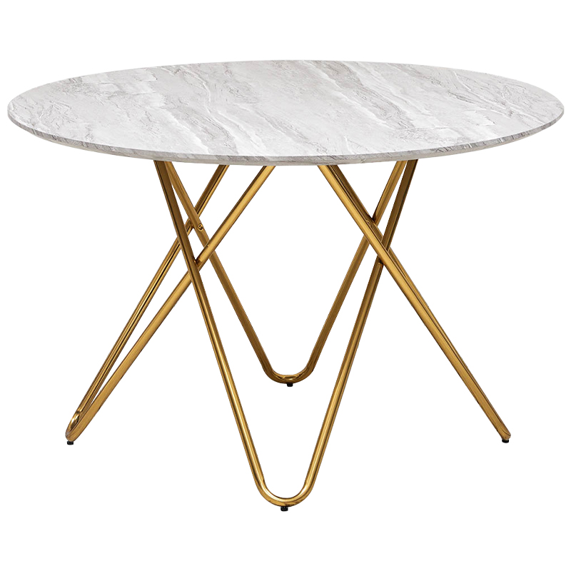Обеденный круглый стол Alanis Round Dinner Table Золотой Белый Серый Обеденный круглый стол Alanis Round Dinner Table Золотой Белый Серый в Рязани | Loft Concept