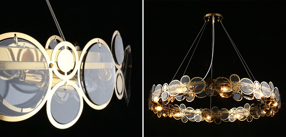 Люстра с дымчатым стеклом Golden Circles Люстра с дымчатым стеклом Golden Circles - Loft-Concept в Рязани