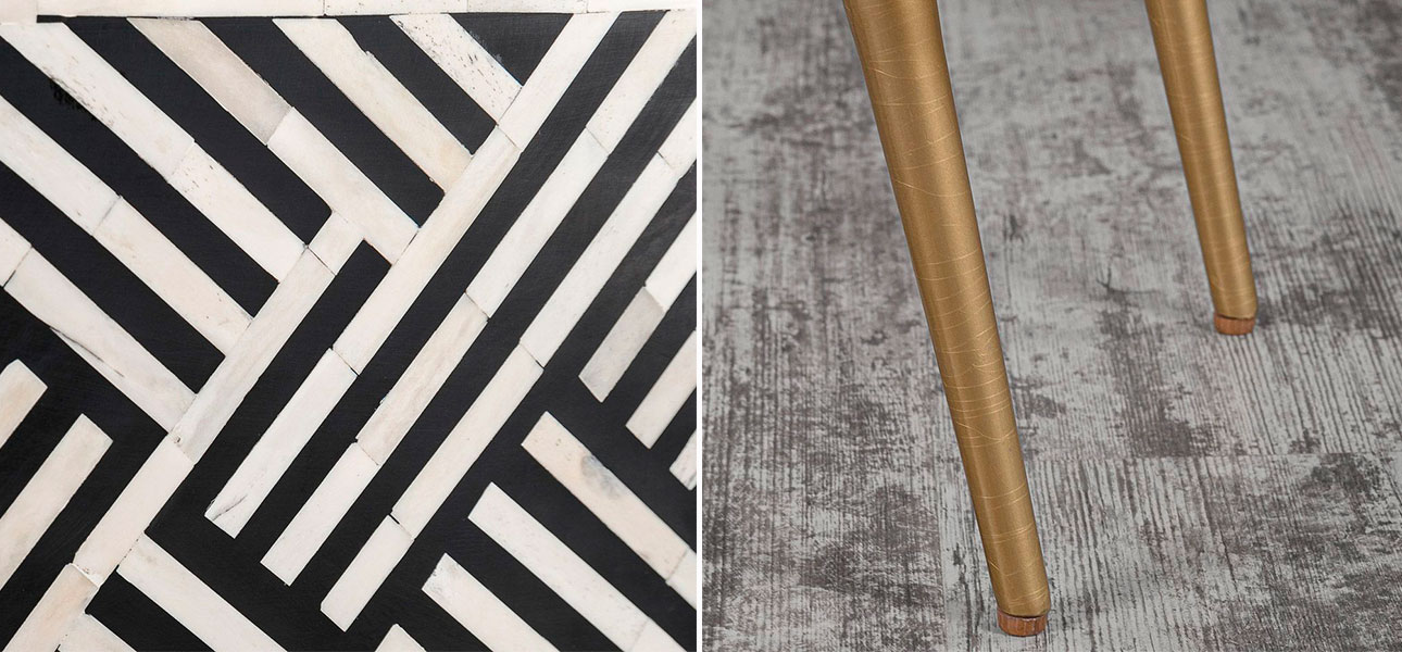 Тумба с инкрустацией черно-белая Amelia - фото