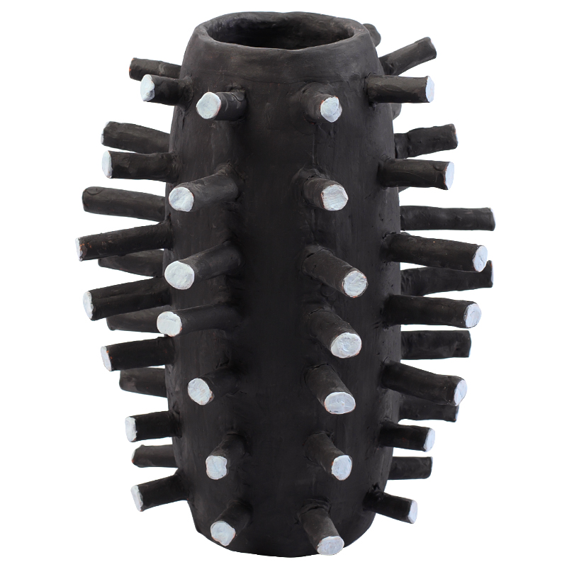 Ваза Shany Round Spikes Vase Черный Светло-голубой Ваза Shany Round Spikes Vase Черный Светло-голубой в Рязани | Loft Concept