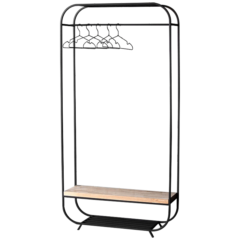 Рейл Tevin Industrial Metal Rust Clothes Rail Черный Светлый дуб Рейл Tevin Industrial Metal Rust Clothes Rail Черный Светлый дуб в Рязани | Loft Concept