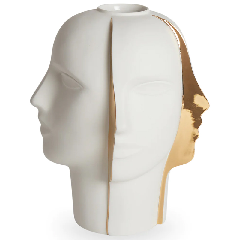 Ваза Jonathan Adler ATLAS SPLIT VASE Белый Глянцевое золото Ваза Jonathan Adler ATLAS SPLIT VASE Белый Глянцевое золото в Рязани | Loft Concept