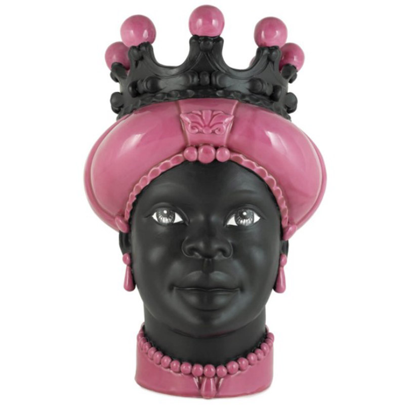 Ваза VASE MORO LADY CROWN DARK pink Черный Розовый Ваза VASE MORO LADY CROWN DARK pink Черный Розовый в Рязани | Loft Concept