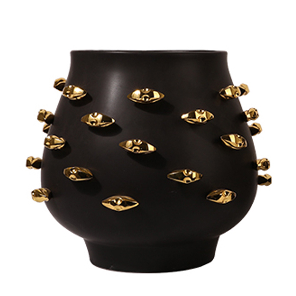 Ваза KISS Vase Black Черный Золотой Ваза KISS Vase Black Черный Золотой в Рязани | Loft Concept
