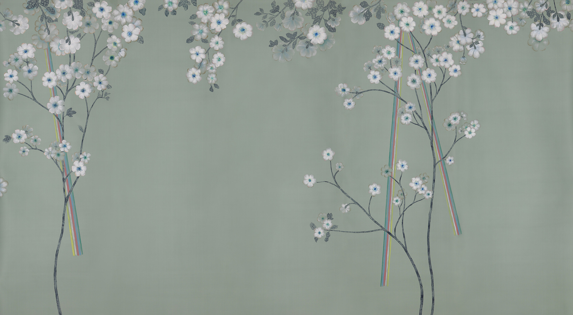 Обои ручная роспись Anemones in Light Daybreak on Blue Grey dyed silk Обои ручная роспись Anemones in Light Daybreak on Blue Grey dyed silk - постер Loft-Concept в Рязани