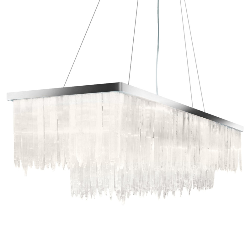 Люстра LAMP SELENITE RECT chromium 130 Прозрачный белый Хром Люстра LAMP SELENITE RECT chromium 130 Прозрачный белый Хром в Рязани | Loft Concept