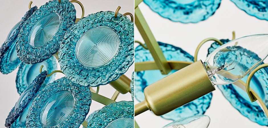 Люстра Blue Glass disk Chandelier Люстра Blue Glass disk Chandelier - Loft-Concept в Рязани