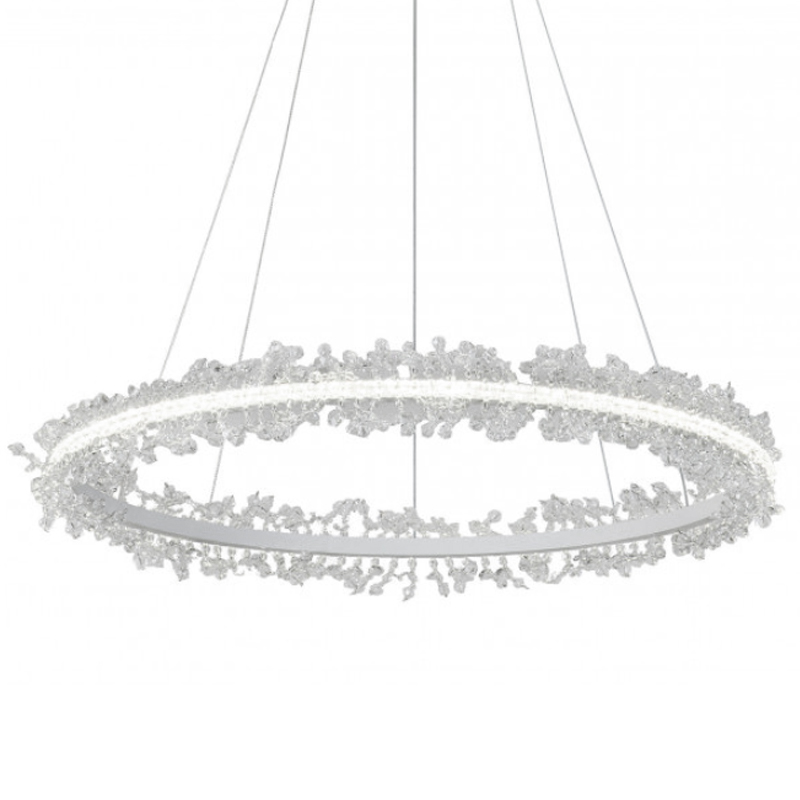 Crystal round chandelier Светильник Белое Кольцо из Хрусталя Прозрачный Латунь Crystal round chandelier Светильник Белое Кольцо из Хрусталя Прозрачный Латунь в Рязани | Loft Concept