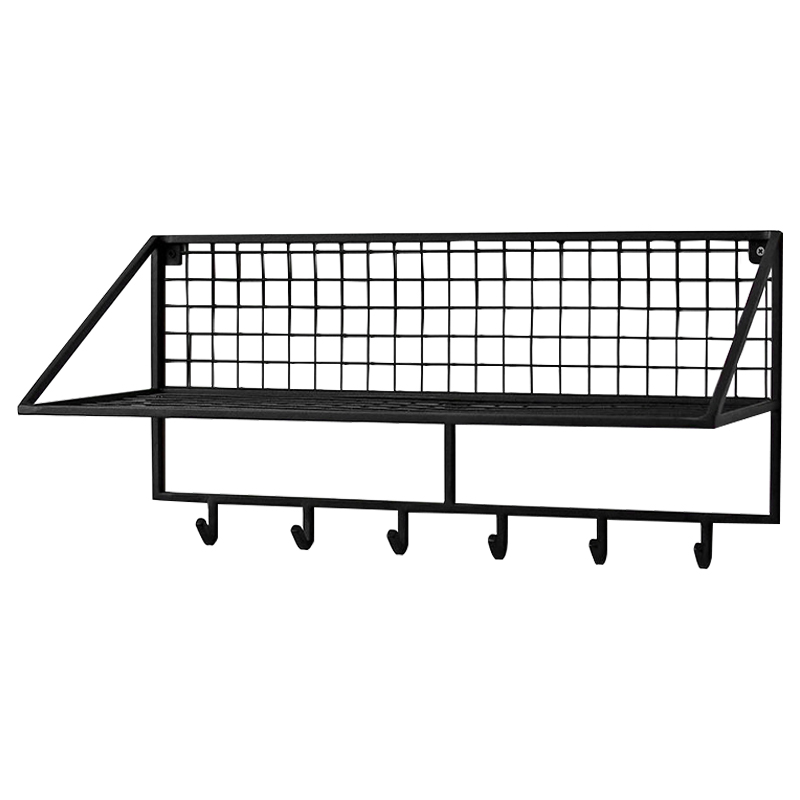 Вешалка с полкой Rhian Industrial Metal Rust Shelf Black Черный Вешалка с полкой Rhian Industrial Metal Rust Shelf Black Черный в Рязани | Loft Concept