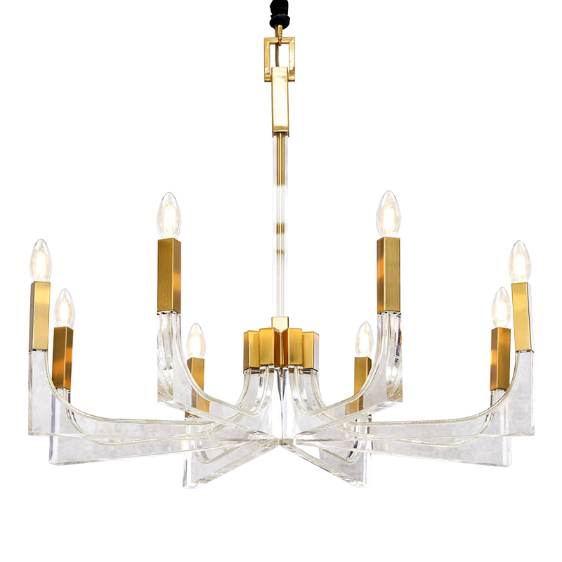 Люстра акриловая Acrylic Chandelier Золотой Прозрачный Люстра акриловая Acrylic Chandelier Золотой Прозрачный в Рязани | Loft Concept