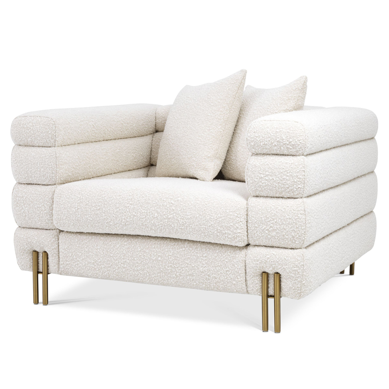Кресло Eichholtz Chair York Boucle cream Кремовый Латунь Кресло Eichholtz Chair York Boucle cream Кремовый Латунь в Рязани | Loft Concept