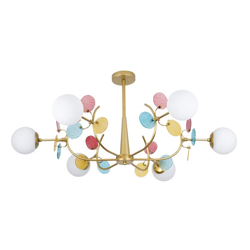 Люстра для низкого потолка MATISSE Multi glass 6 плафонов Золотой Латунь Люстра для низкого потолка MATISSE Multi glass 6 плафонов Золотой Латунь в Рязани | Loft Concept