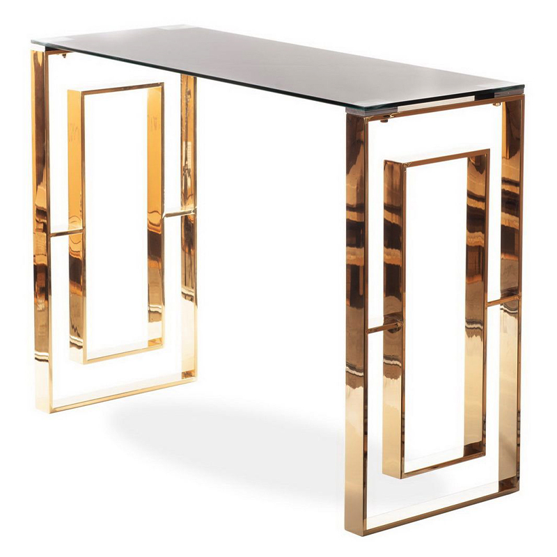 Консоль Milan II Console Золотой Прозрачное Стекло Консоль Milan II Console Золотой Прозрачное Стекло в Рязани | Loft Concept
