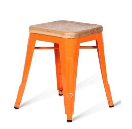 Кухонный стул Tolix Wood Seat Stool Черный Салатовый Нержавеющая сталь Красный Зеленый Желтый Голубой Белый Коричневый Оранжевый Древесина в Рязани | Loft Concept 