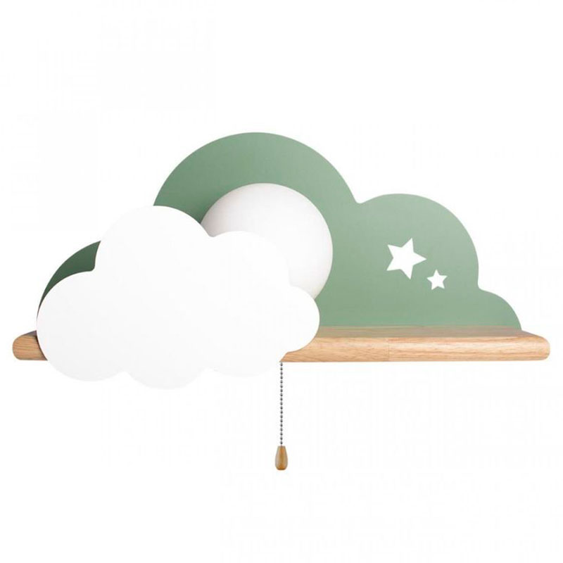 Бра с полкой зелёное Облако Wall Lamp Green Cloud Зеленый Древесина Бра с полкой зелёное Облако Wall Lamp Green Cloud Зеленый Древесина в Рязани | Loft Concept