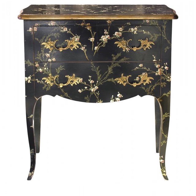 Комод L.XV CHEST OF DRAWERS Black fleurettes Бронза Черный Комод L.XV CHEST OF DRAWERS Black fleurettes Бронза Черный в Рязани | Loft Concept