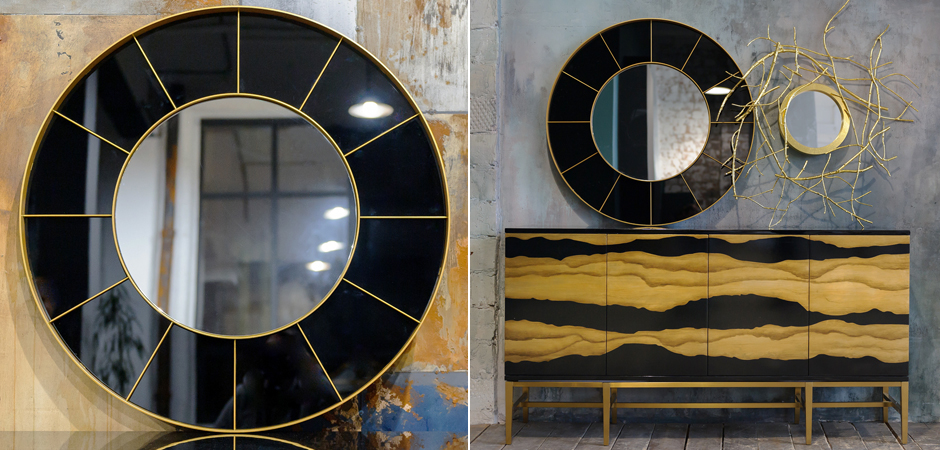Зеркало Sectors Circle Mirror black Зеркало Sectors Circle Mirror black - Loft-Concept в Рязани