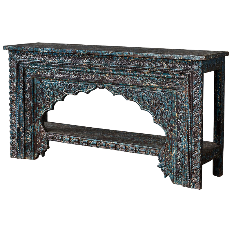 Консоль Rajni Console Коричневый винтаж Бирюзовый Консоль Rajni Console Коричневый винтаж Бирюзовый в Рязани | Loft Concept