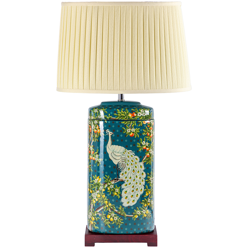Настольная лампа White Peacock Lampshade Изумрудный Бежевый Мульти Настольная лампа White Peacock Lampshade Изумрудный Бежевый Мульти в Рязани | Loft Concept