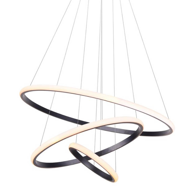 Люстра Ring Horizontal Trio black 60+40+20 Черный Белый в Рязани | Loft Concept 