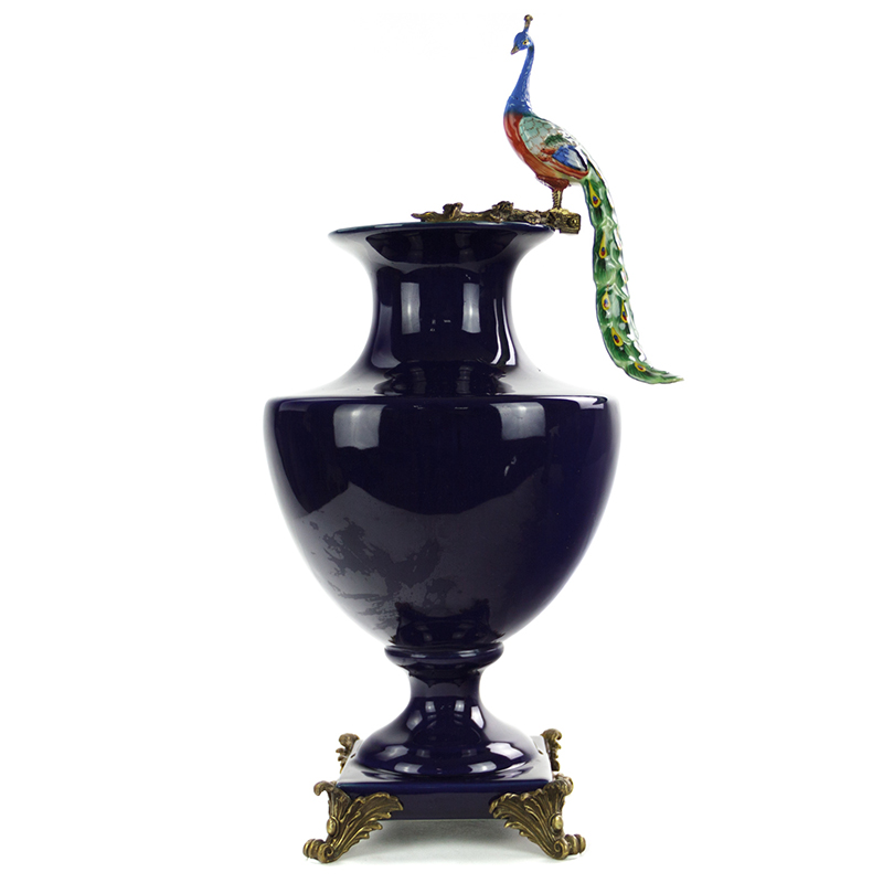 Ваза Selenia Blue Vase Peacock Темно-синий Бронза Ваза Selenia Blue Vase Peacock Темно-синий Бронза в Рязани | Loft Concept