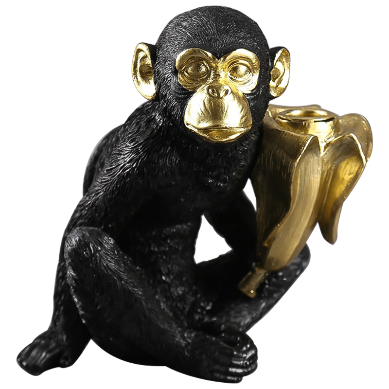 Подсвечник Black Monkey Черный Золотой Подсвечник Black Monkey Черный Золотой в Рязани | Loft Concept