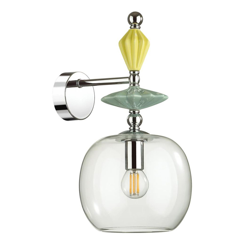 Бра Iris Glas wall lamp A chrome Прозрачное Стекло Прозрачный зеленый Желтый Хром Бра Iris Glas wall lamp A chrome Прозрачное Стекло Прозрачный зеленый Желтый Хром в Рязани | Loft Concept