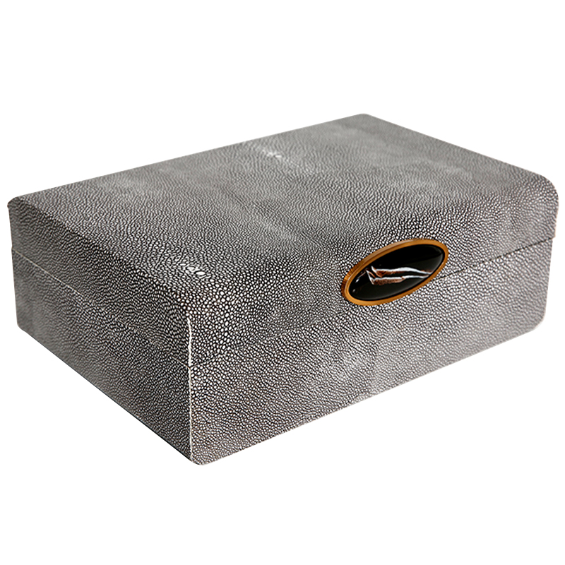 Шкатулка Stingray Box Серый Коричневый Латунь Шкатулка Stingray Box Серый Коричневый Латунь в Рязани | Loft Concept