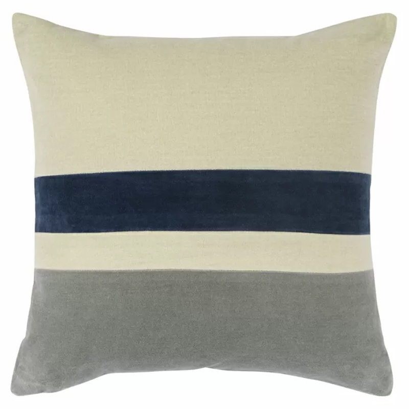 Чехол на подушку с геометрическим рисунком Elan Stripe Pillow Бежевый Темно-синий Серый Чехол на подушку с геометрическим рисунком Elan Stripe Pillow Бежевый Темно-синий Серый в Рязани | Loft Concept