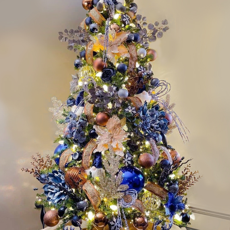 Дизайнерская Ель Синие Цветы Christmas tree Blue flowers Синий Золотой Серебряный Дизайнерская Ель Синие Цветы Christmas tree Blue flowers Синий Золотой Серебряный в Рязани | Loft Concept