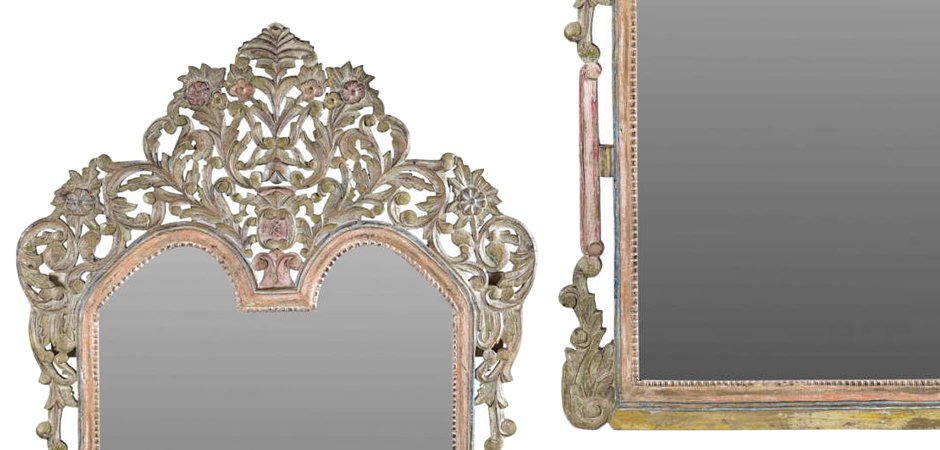 Зеркало из массива тика с растительным орнаментом Зеркало из массива тика с растительным орнаментом - Loft-Concept в Рязани