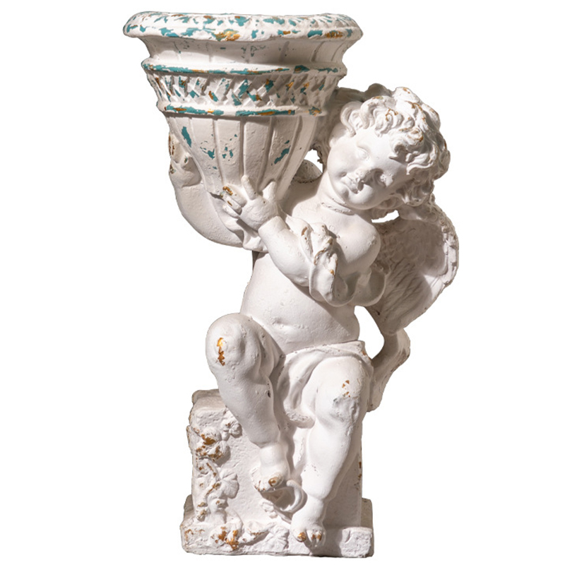 Кашпо Angel with Flowerpot Provence Белый Бирюзовый Золотой Кашпо Angel with Flowerpot Provence Белый Бирюзовый Золотой в Рязани | Loft Concept