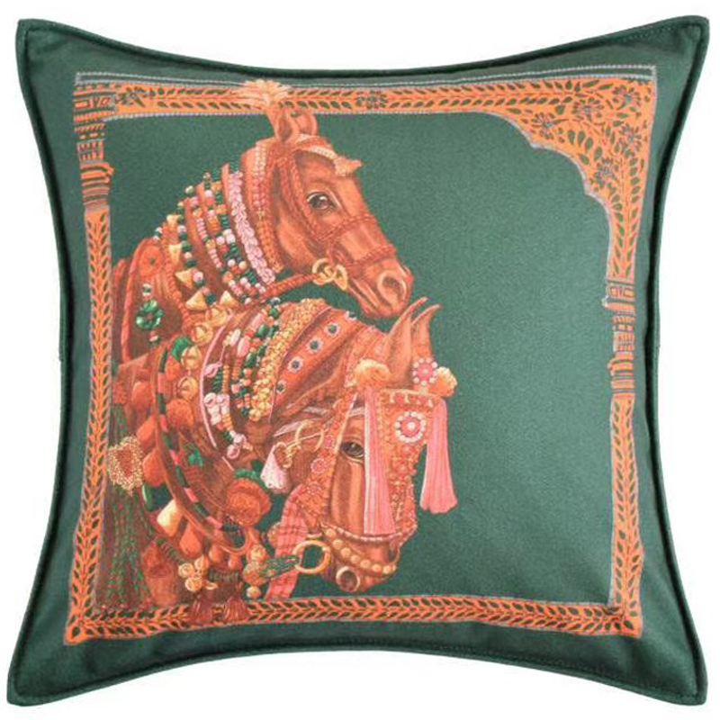 Декоративная подушка Hermes Horse 44 Зеленый Оранжевый Декоративная подушка Hermes Horse 44 Зеленый Оранжевый в Рязани | Loft Concept