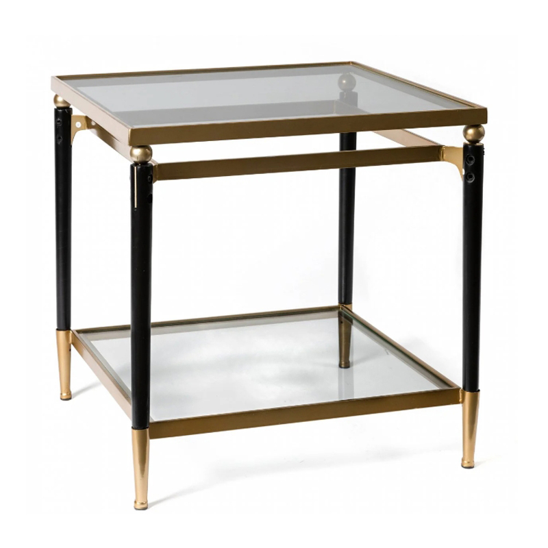 Приставной столик Black & Gold Table two-tier Черный матовое золото Приставной столик Black & Gold Table two-tier Черный матовое золото в Рязани | Loft Concept